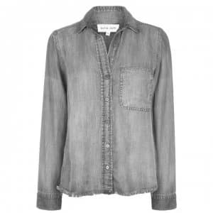 Bella Dahl Frayed Hem Shirt - Grey Artic