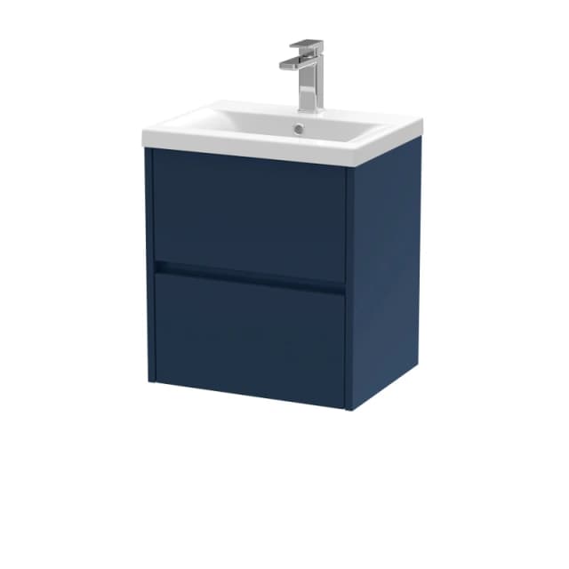 Balterley Wall Hung 2 Drawer Vanity Unit & Ceramic Basin, 500mm - Midnight Blue Blue