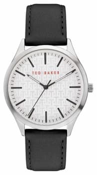Ted Baker Mens Manhatt Black Leather Strap Silver Watch