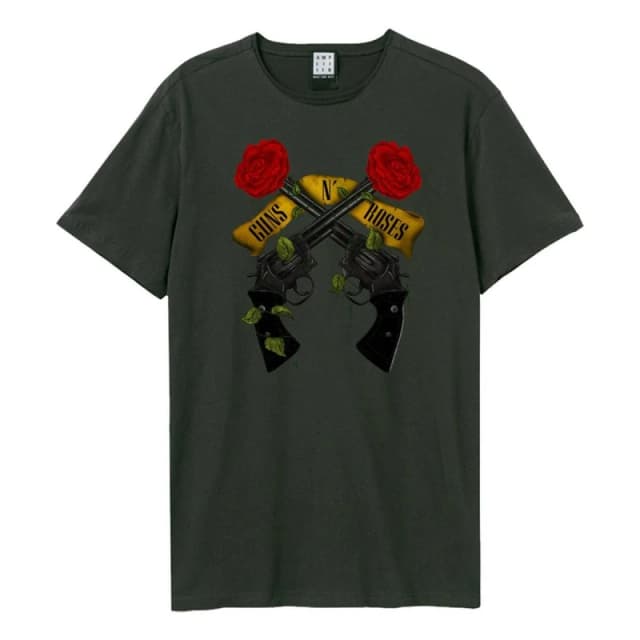 Amplified Amplified Men Shooting Guns N Roses T-Shirt in Charcoal Size: Small Charcoal S Male 5063470015467