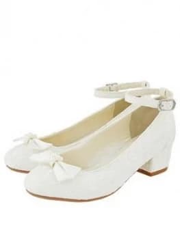 Monsoon Girls Lara Shimmer Lace Ivory Shoe - Ivory