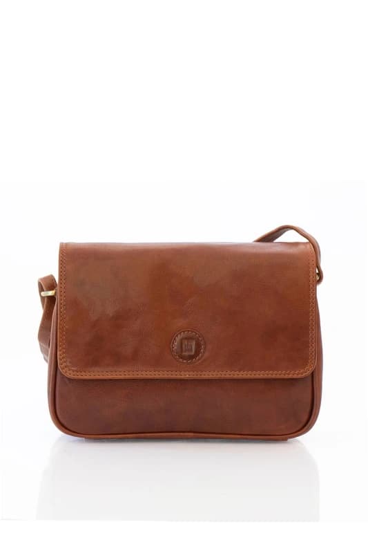 PRIMEHIDE 'Orion' Leather Womens Flap Over Bag Tan