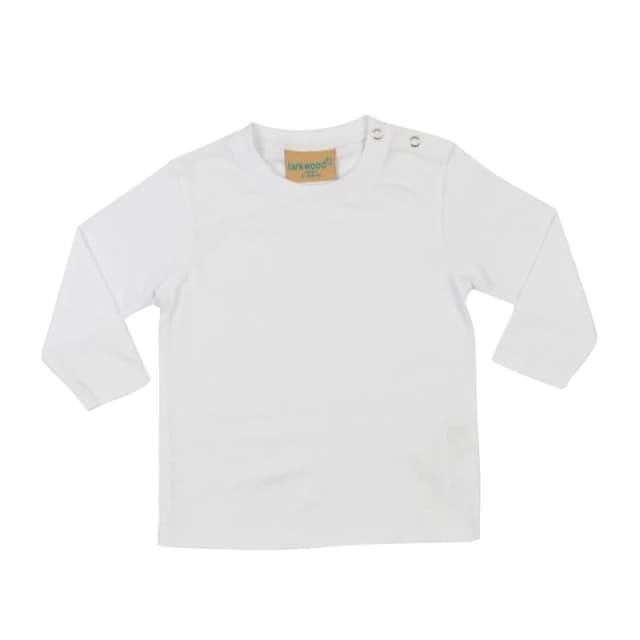 Larkwood Plain Long Sleeve T-Shirt in White Size: 3-4 Years White Unisex 3-4 Years