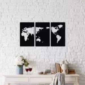 3 Pieces of World Map Black Decorative Metal Wall Accessory