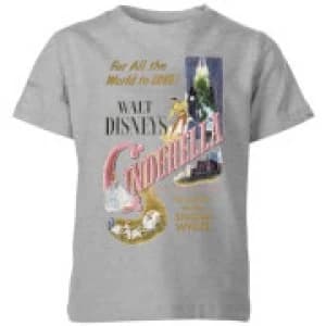 Disney Princess Cinderella Retro Poster Kids T-Shirt - Grey - 11-12 Years