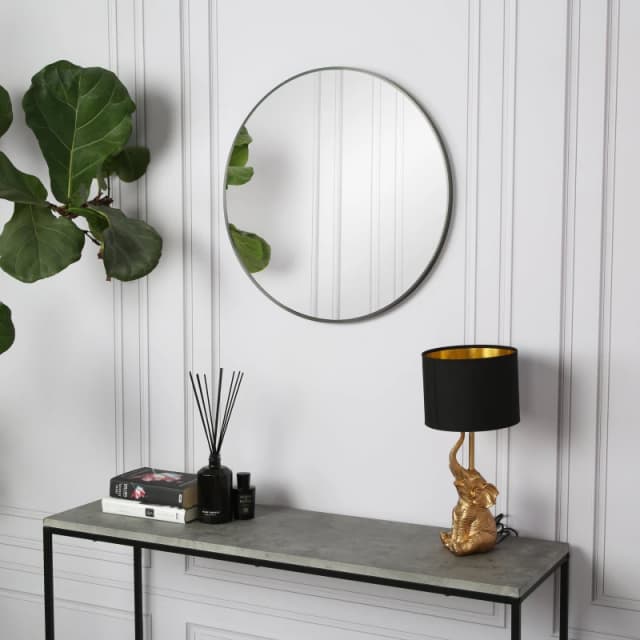 Home Garden Direct Pandora - Round Wall Mirror - 80x80cm in Black Unisex 80x80 cm