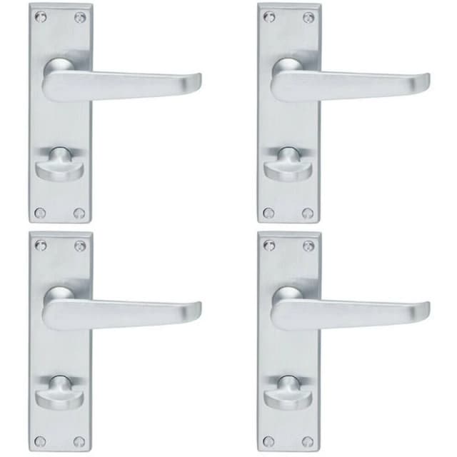 Loops 4x Victorian Flat Lever on Bathroom Backplate Handle 150 x 42mm Satin Chrome Multi