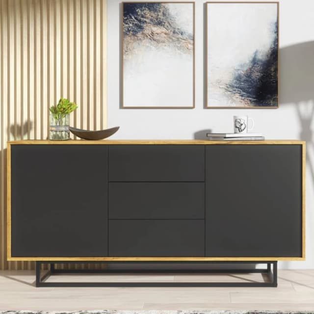 Creative Furniture Vista Loft Sideboard 140cm - Dark Oak & Black Doors Multicolor Unisex