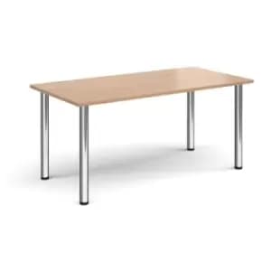 Rectangular chrome radial leg meeting table 1600mm x 800mm - beech