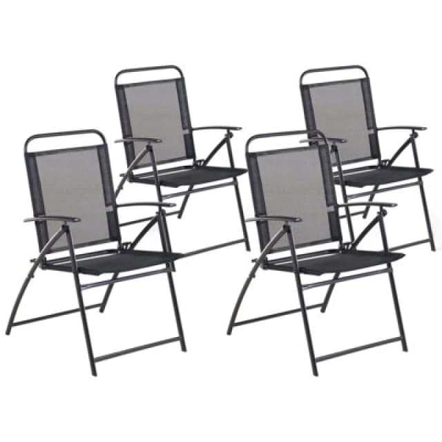 Beliani Set Of 4 Garden Chairs Livo Metal Black