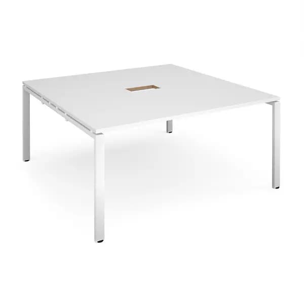 Adapt Square Office Boardroom Table With Power Module Cut Out - White - White Frame