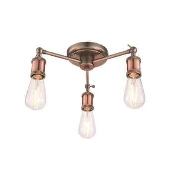 Endon Hal - 3 Light Semi flush Aged Pewter, Aged Copper Plate, E27