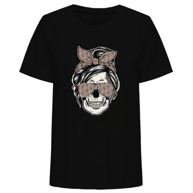 Only Printed Cotton T-Shirt with Short Sleeves Black Women S