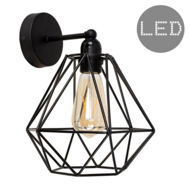 ValueLights Diablo Black Indoor Wall Light with 4w Filament LED Bulb Black