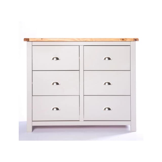 Cabinet Bits Argenta 6 Drawer Chest of Drawers Chrome Cup Handle in Light Grey Light Grey Unisex
