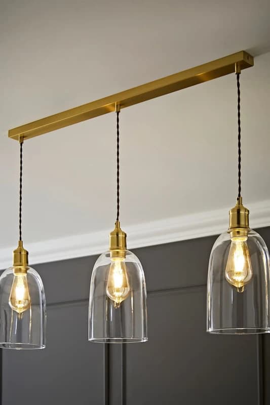 ValueLights ValueLights Kira Glass Cloche Dome 3 Drop Bar Diner Ceiling Pendant Light in Gold Gold One Size Unisex 5059406062704