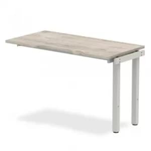 Single Ext Kit Silver Frame Bench Desk 1200 Grey Oak