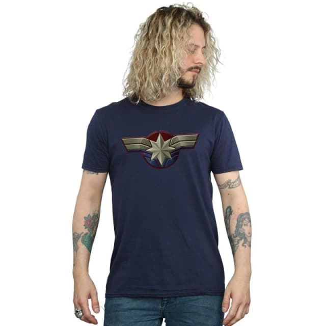 Marvel Marvel Men Captain Chest Emblem T-Shirt in Navy Size: Small Navy S Male 5059114695430