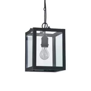 Igor 1 Light Ceiling Lantern Pendant Bar Black, Clear Glass Plates, E27