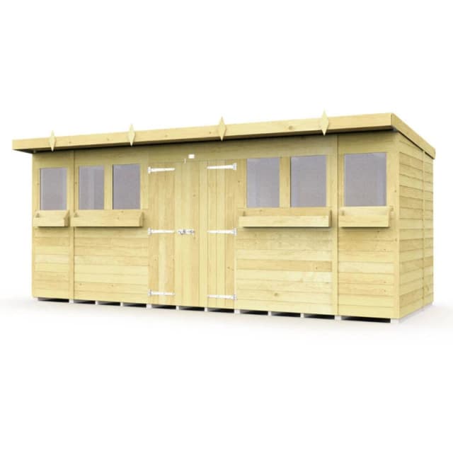 Flat Pack Sheds DIY Sheds 16 x 5 Pent Summer Shed, Brown 16X5PSSFF