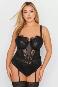 Lace Satin Suspender Basque