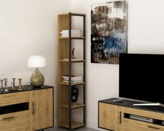 Decorotika Texas 5-Tier Bookcase Shelving Unit Black & Oud Oak