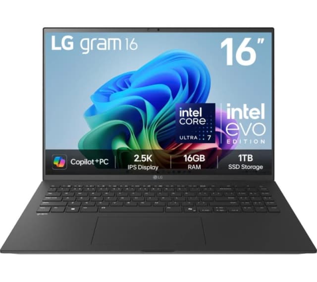 LG gram 16Z90TL-G.AU78A1 16 Laptop, Copilot PC - Intel Core Ultra 7, 1TB SSD, Dark Grey, Black 8806096453704
