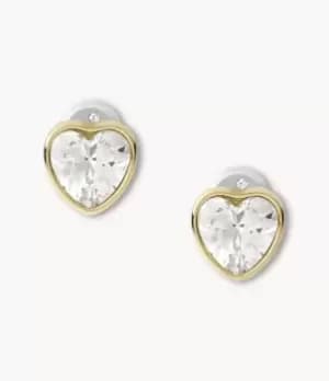 Fossil Women Sutton Valentine Heart Gold-Tone Stainless Steel Stud Earrings