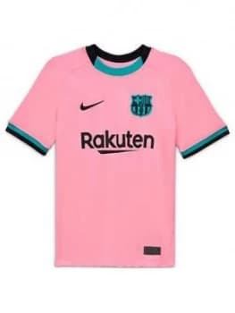 Nike Youth Barcelona 20/21 Third Short Sleeved Stadium Jersey - Pink, Green, Size XS (6-7 Years)