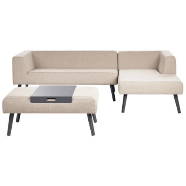 Beliani Garden Corner Sofa With Table 4 Seater Sorrivoli Left Hand Beige