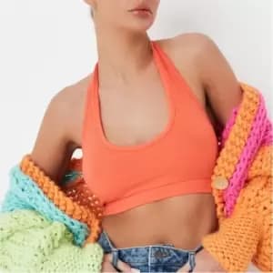 Missguided Rib Halterneck Bralet - Red