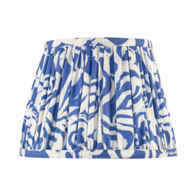 Happy Homewares Modern Blue Nova Pleated Cotton Fabric Lamp Shade With Tapered Design