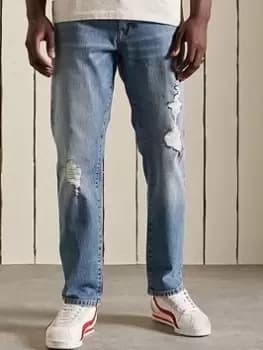 Superdry Straight Jeans - Mid Wash, Size 32, Inside Leg S=30 Inch, Men