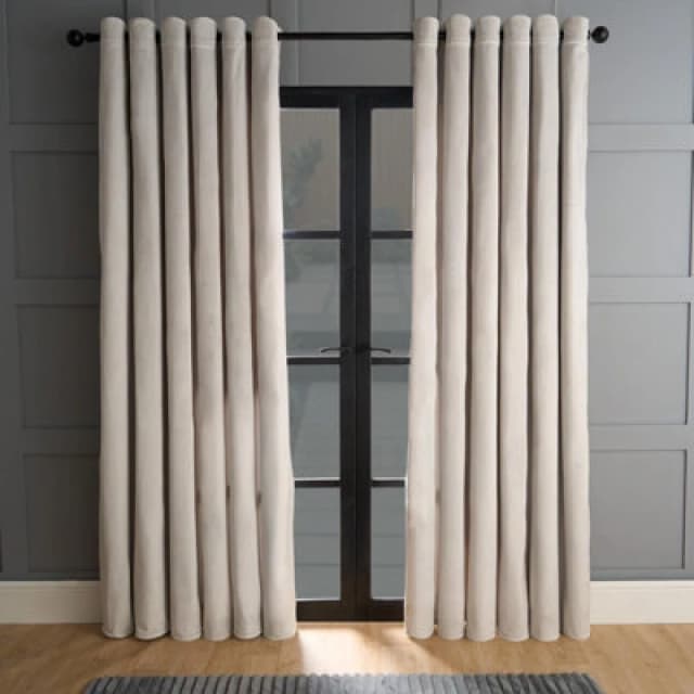 OHS OHS Thermal Matte Velvet 2 Pair Ready Made Eyelet Curtains in Light Grey Size: 168cm width x 229cm drop Light Grey 168cm width x 229cm drop Unis