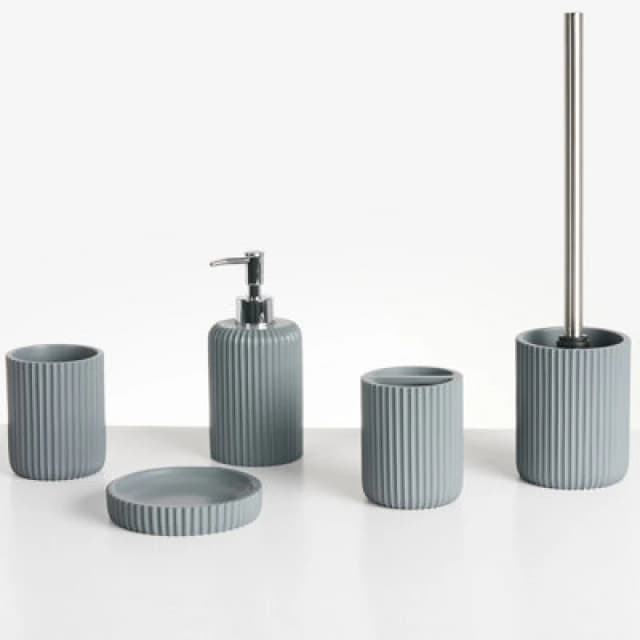Beliani 5 Piece Bathroom Accessories Set Camana Light Grey