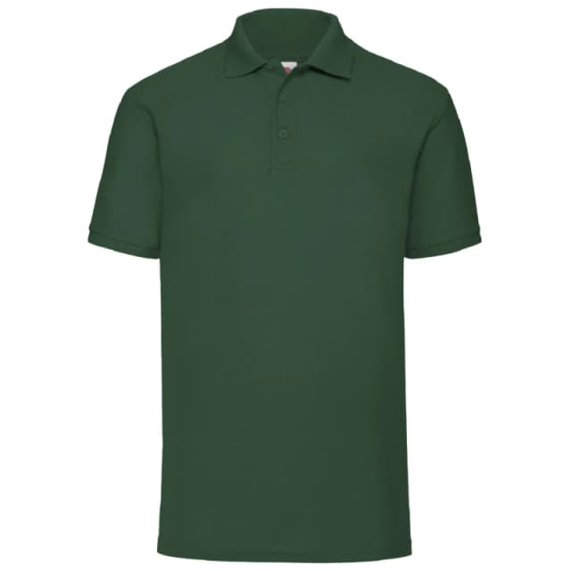 Fruit Of The Loom Fruit of the Loom Men 65 35 Pique Short Sleeve Polo Shirt in Bottle Green Size: Small Bottle Green S Male 5055747648638
