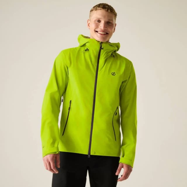 Dare 2b Mens Apex 3 Layer Hooded Walking Waterproof Jacket in Bright Green Size: Medium Bright Green Male M