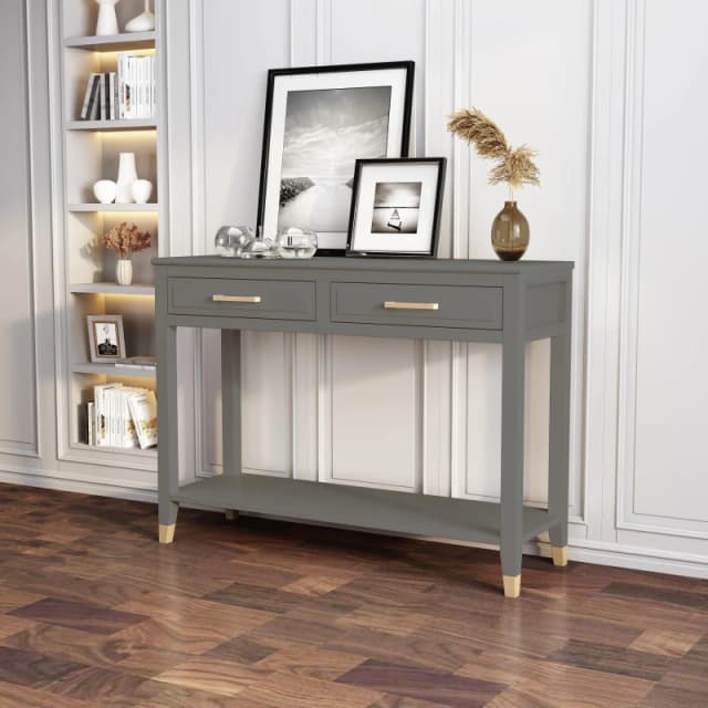 Cabinet Bits Palazzi 2 Drawer Console Table in Grey Grey Unisex