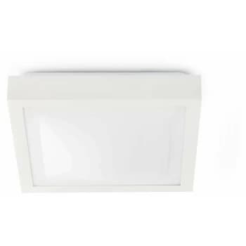 Faro Tola-2 - 2 Light Medium Square Bathroom Flush Ceiling Light Aluminium, White IP44, E27