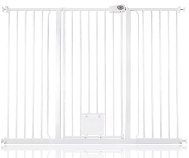 Bettacare Pet Gate With Lockable Cat Flap, 139.8Cm - 147.4Cm, White, 104Cm In Height