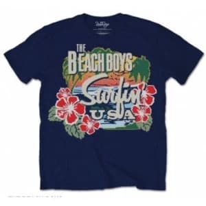 Beach Boys Surfin USA Tropical Mens Navy T Shirt: Large