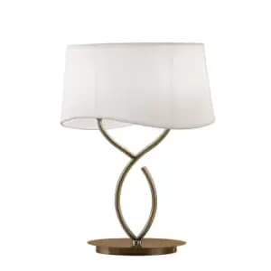Ninette Table Lamp 2 Light E14 Large, Antique Brass With Ivory White Shade