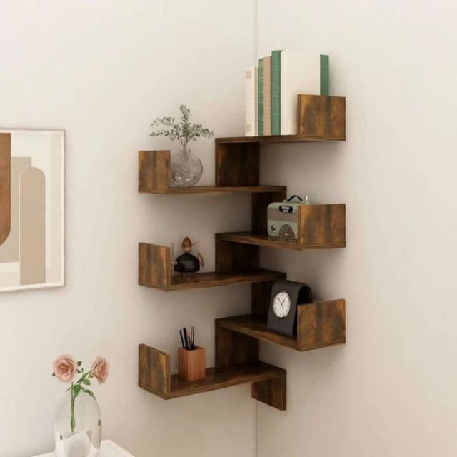 VIDAXL Wall Corner Shelves 2 pcs Smoked Oak 40x40x50cm Engineered Wood vidaXL 8720286932674
