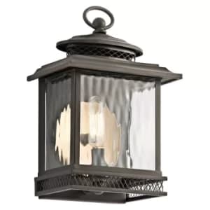 Kichler Pettiford Small Flush Box Wall Lantern 1x E14 Light Olde Bronze