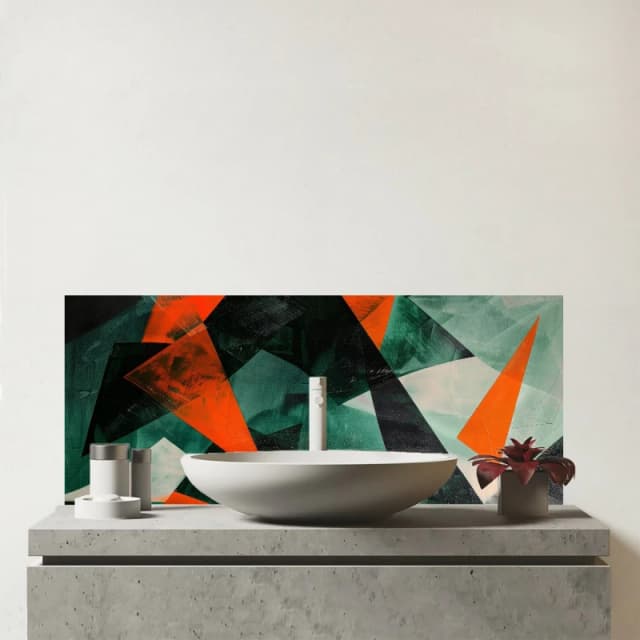 Warren Reed - Designer Curved Geometry Glass Bathroom Splashback Multicolor Unisex