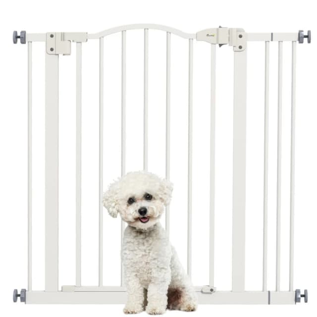 PawHut 74-87cm Adjustable Metal Pet Gate - White D06-094V05WT