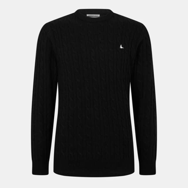 Jack Wills Jack Marlow Merino Wool Blend Cable Knitted Jumper Men Black 09 male XS
