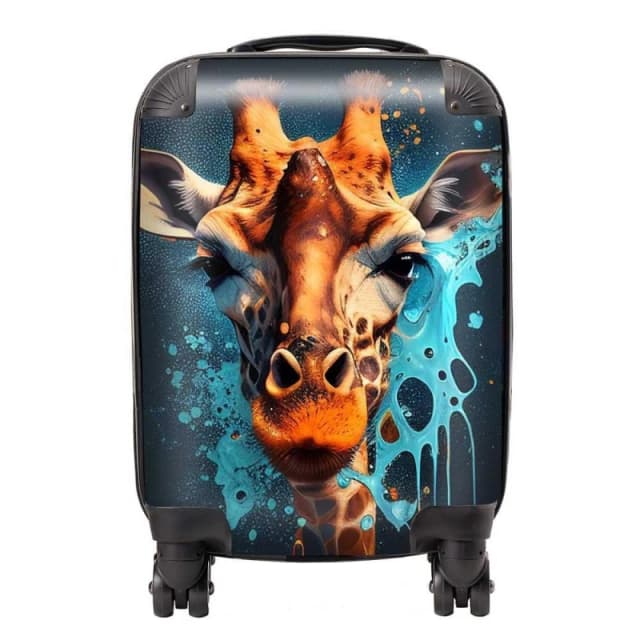 Warren Reed - Designer Blue Giraffe Face Splashart Suitcase in Grey Size: Small Grey Unisex Small