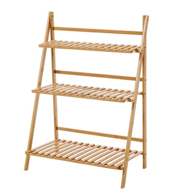 LIFE IDEAS 3-Tier Foldable Wooden Ladder Shelf Brown Brown unisex One size