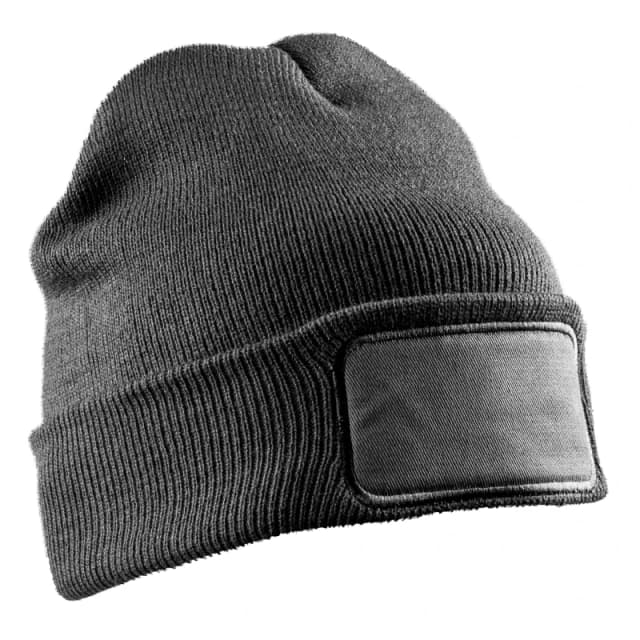 Result Result Men Double Knit Printer Patch Beanie in Grey Grey One Size Male 5063417941637
